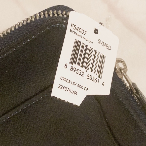 💐 COACH F54007 💐 METALLIC MIDNIGHT CROSS GRAIN LEATHER CONTINENTAL WALLET - Picture 3 of 7